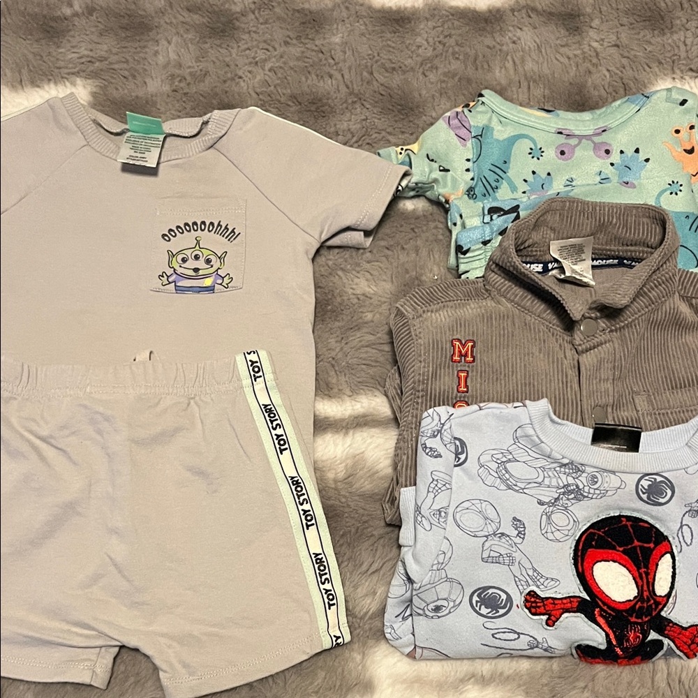 18 months Kids Clothing Set,cordoroy jacket,sweater and monsters inc PJS